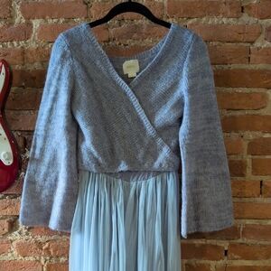 Maeve Blue Knit and Chiffon Dress